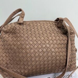 Authentic BOTTEGA VENETA woven suede leather shoulder bag w/ duster & cert